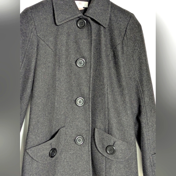JLO By Jennifer Lopez Women's (Size PXS) Charcoal Grey Wool Blend Pea Coat - Picture 3 of 16